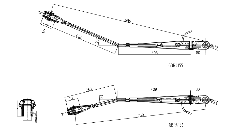 GBR4155（左）、GBR4156（右）R14-單扁桿刮臂